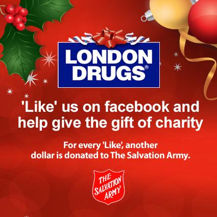 Like us on facebook and help give the gift of charity. For every Like, another dollar is donated to The Salvation Army.