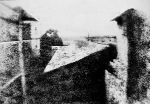 World’s earliest surviving camera photograph, 1826 or 1827. Still, it’s clearer than many of my photos. Credit: Wikimedia Commons