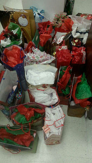 Gifts waiting to be picked up at the Penticton London Drugs.