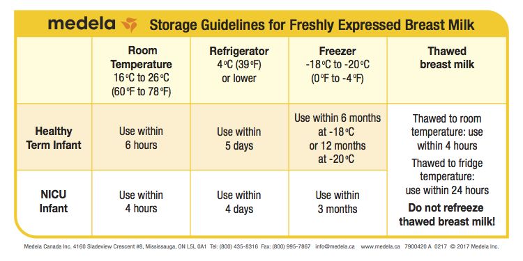 MEDELA magnet breastmilk storage guidelines