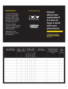 London Drugs medication tracking card