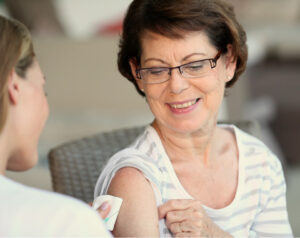 Woman getting ready for an immunization